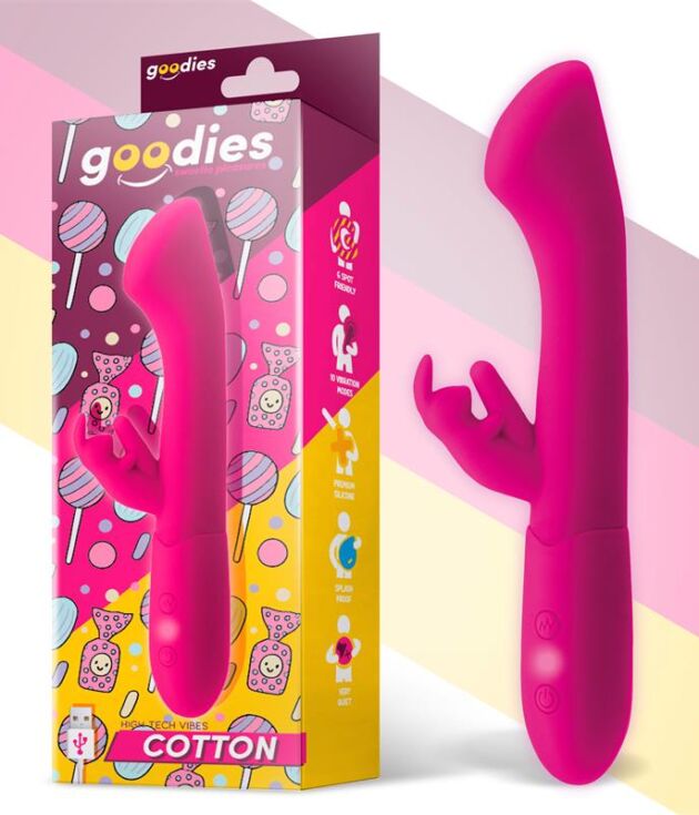 GOODIES Cotton Vibrador Punto G y Conejito USB Silicona Fuchsia
